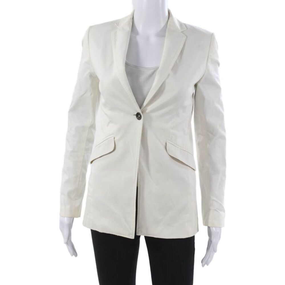 Rag & Bone Womens White Cotton Blend Basic Jacket Button Long Sleeve Size 0